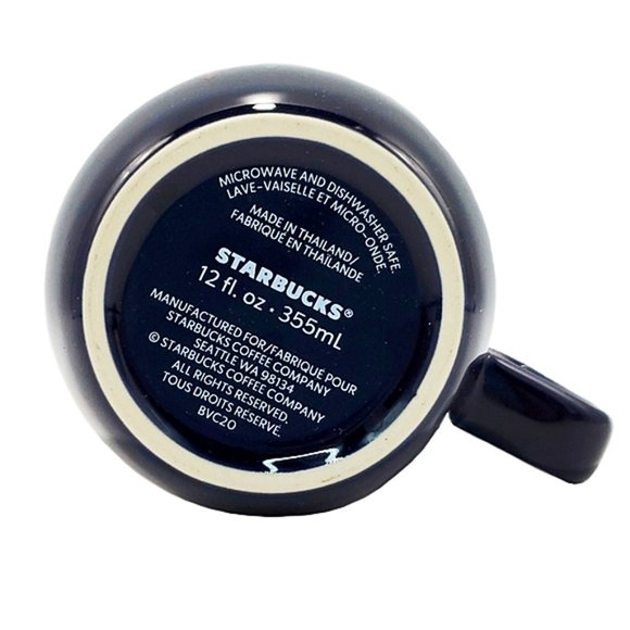 Starbucks Christmas Navy Blue Poinsettias Coffee Tea Mug Ceramic Siren Logo 2020 - Picture 6 of 7